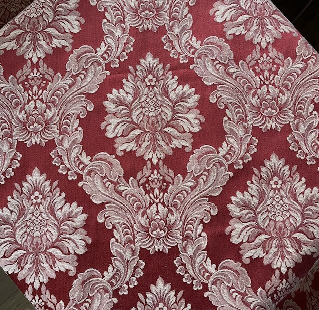 Bild 1 von Brokat Italien Jacquard -  Blumen  Ornamentmuster gewebt  dunkelrot creme - 200 cm