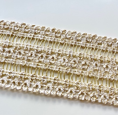 Bild 1 von Borte Zierborte - creme gold lurex  5,5 cm breit  -  3 Meter