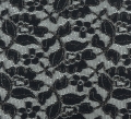 Bild 1 von Reststück Spitze Blumen  lace - leicht dehnbar  - schwarz silber  - 115 cm