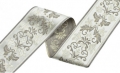 Borte Jacquardband Goblin Zierborte - silber creme lurex- 6 cm breit  3 Meter
