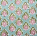 Bild 2 von Baumwollstoff - Indien  - blockprint Handdruck Blumen acqua rosa grün - 50 cm