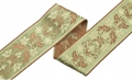 Borte Jacquardband Goblin Zierborte - olivgrün creme gold lurex - 6 cm breit   3,5 Meter