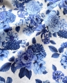 Bild 2 von Reststück Baumwollstoff - Blumen  - cremeweiss Blautöne  - 98 cm