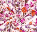 Baumwoll Stretch Stoff - Blumen creme beere orange - 50 cm