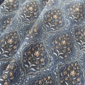 Bild 1 von Reststück Trachten Dirndl Baumwolldruck  - Blumen Ornamente  - Blautöne  - 180 cm