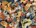 Bild 2 von Reststück Baumwollsatin Stretch - Blumen  cognac petrol grün - 200 cm