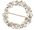 Dirndlschnalle Gürtel  Schürze - Metall - Strass Steine  goldfarben  48mm
