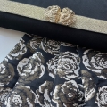 Bild 3 von Jacquard - Dirndlstoff  gewebt Blumen  - Lurex- schwarz gold  - 2x 100 cm