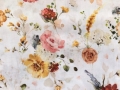 Trachten Dirndl Baumwollsatin  - Blumen  - cremeweiß pfirsich pastell senf - 50cm