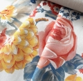 Bild 2 von Trachten Dirndl Stoff - knitterarm - Blumen groß - cremeweiss koralle gelb - 200cm
