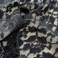 Bild 2 von Reststück Spitze Blumen  lace - leicht dehnbar  - schwarz silber  - 115 cm
