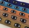 Gummiband für Trachtengürtel - 3 cm  - Augen kupfer lurex  -  Dirndlgürtel elastisch gewebt