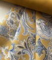 Bild 1 von Dirndl Stoff - knitterarm - Paisley Blumen -  senfgelb blau - 200 cm
