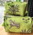 Kosmetiktasche Beautybag - Handdruck Stoff Indien - in Größe L