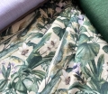 Bild 1 von Dirndl Stoff  Leinenoptik - knitterarm - Blumen Blätter -  dunkelgrün flieder - 180 cm