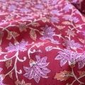 Bild 1 von Baumwollstoff Voile - Blumen  - dunkles korallenrot flieder pfirsich - 50 cm