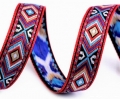 Borte Jacquardborte Webband Band  - 16 mm breit - rot blau schwarz - 260cm