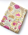 Baumwollstoff - Indien  - blockprint Handdruck Blumen zartes gelb mint beere - 50 cm