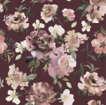 Bild 2 von Trachten Dirndl Baumwolldruck  - Blumen groß  - dunkel weinrot  - 50cm