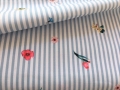 Bild 1 von Reststück Dirndl Stoff Blumen Streifen - hellblau weiß - 115 cm