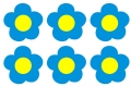 Bügelmotiv Fräulein Gänseblüm 6 Stück - blau/gelb