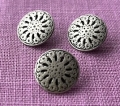 Metallknopf flach  - Dirndl - Blume - silberfarben 15mm