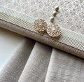 Bild 2 von Jacquard - Dirndlstoff  gewebt Querstreifen  - beige gold - 190 cm