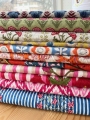 Bild 2 von Baumwollstoff - Indien  - blockprint Handdruck Blumen blau  orange weiss - 50 cm