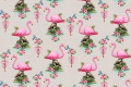 Stretchjersey Stoff - Flamingos - grau - 50 cm