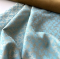 Bild 1 von Jacquard Stoff Trachten Dirndl - Blume - senfgelb gold hell türkis  - 50 cm
