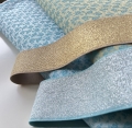 Bild 5 von Jacquard Stoff Trachten Dirndl  - Blume - zartblau türkis  - 50 cm