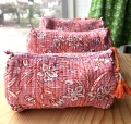 Kosmetiktasche Beautybag - Handdruck Stoff Indien - in 3 Größen