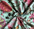 Bild 1 von Baumwollstoff - Indien  - blockprint Handdruck Blumen aqua pink - 50 cm
