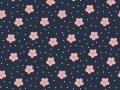 Reststück Dirndl Stoff Blumen klein - blau rosa Punkte weiß - 170 cm