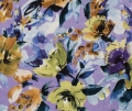 Bild 2 von Baumwoll Stretch Satin-Stoff - Blumen flieder  cognac  grün - 50 cm