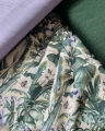 Bild 2 von Dirndl Stoff  Leinenoptik - knitterarm - Blumen Blätter -  dunkelgrün flieder - 180 cm