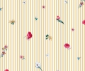 Bild 2 von Dirndl Stoff Blumen Streifen - zartgelb weiß - 50 cm