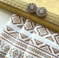 Bild 2 von Jacquard Dirndl Stoff Querstreifen - knitterfrei- Streifen - creme senfgelb kupfer - 220 cm