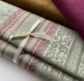 Bild 2 von Brokat Italien Jacquard - Querstreifen gewebt  zartgrün senfgelb rot   2x100cm