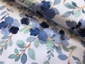 Reststück Trachten Dirndl Baumwolle  - Blumen  - weiß salbei blau pastell - 90cm