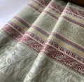 Bild 3 von Brokat Italien Jacquard - Querstreifen gewebt  zartgrün senfgelb rot   2x100cm