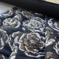 Bild 1 von Jacquard - Dirndlstoff  gewebt Blumen  - Lurex- schwarz gold  - 2x 100 cm