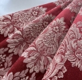 Bild 1 von Jacquard Italien -  Blumen  Ornamentmuster gewebt  dunkelrot creme - 2x95 cm