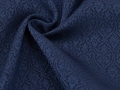 Wollsatin Jacquard Mischgewebe knitterfrei Ornamentmuster - nachtblau  - 50 cm