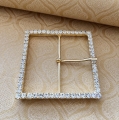 Gürtelschnalle mit Dorn  - Schließe - Strass goldfarben -  55 mm