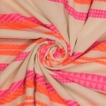 Baumwoll- Mischgewebe Boho-Style creme neon pink orange -  50 cm