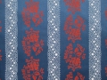 Dirndl Stoff  Blumen Spitzenmuster  - mittelblau rostorange - 50 cm