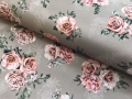 Trachten Dirndl Stoff  Baumwolle Barbara - knitterfrei - Blumen - taupe - 50 cm