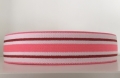 Gummiband für Trachtengürtel - 3 cm  - weiß rot neon pink Streifen - Dirndlgürtel elastisch gewebt