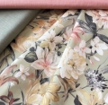 Bild 2 von Trachten Dirndl Stoff - knitterarm - Blumen groß - altgrün pfirsich cremeweiß pastel  - 2x115 cm